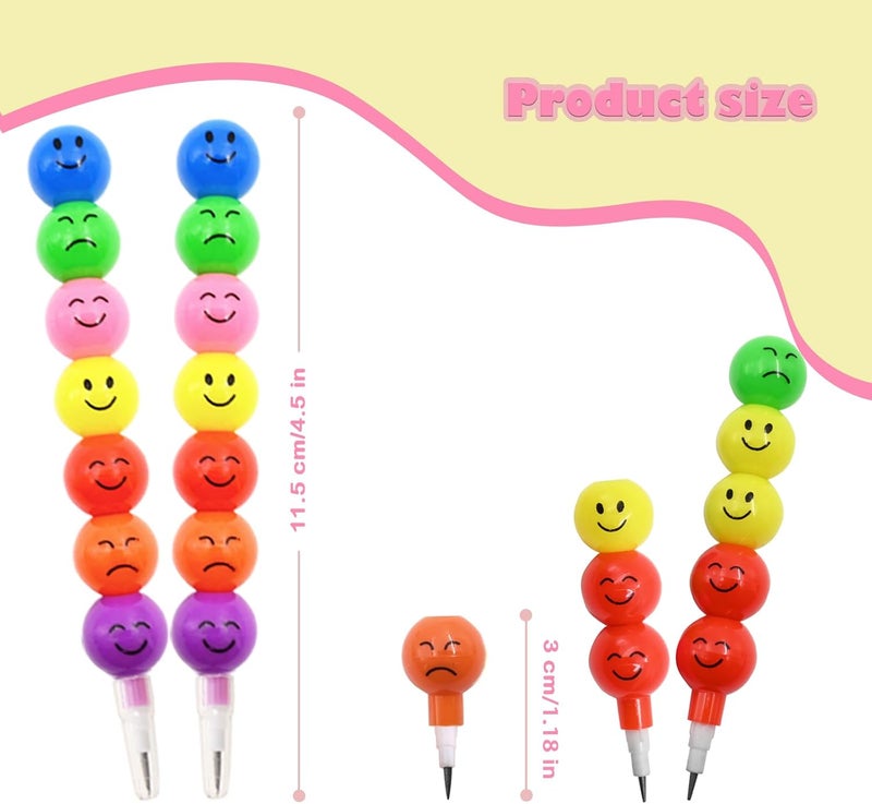 IEFFPIN 30 PCS Cute Stackable Pencil, Plastic Pencil Bulk, Funny Stacking Pencils, Cartoon Pencils for Writing, Drawing - Image 3